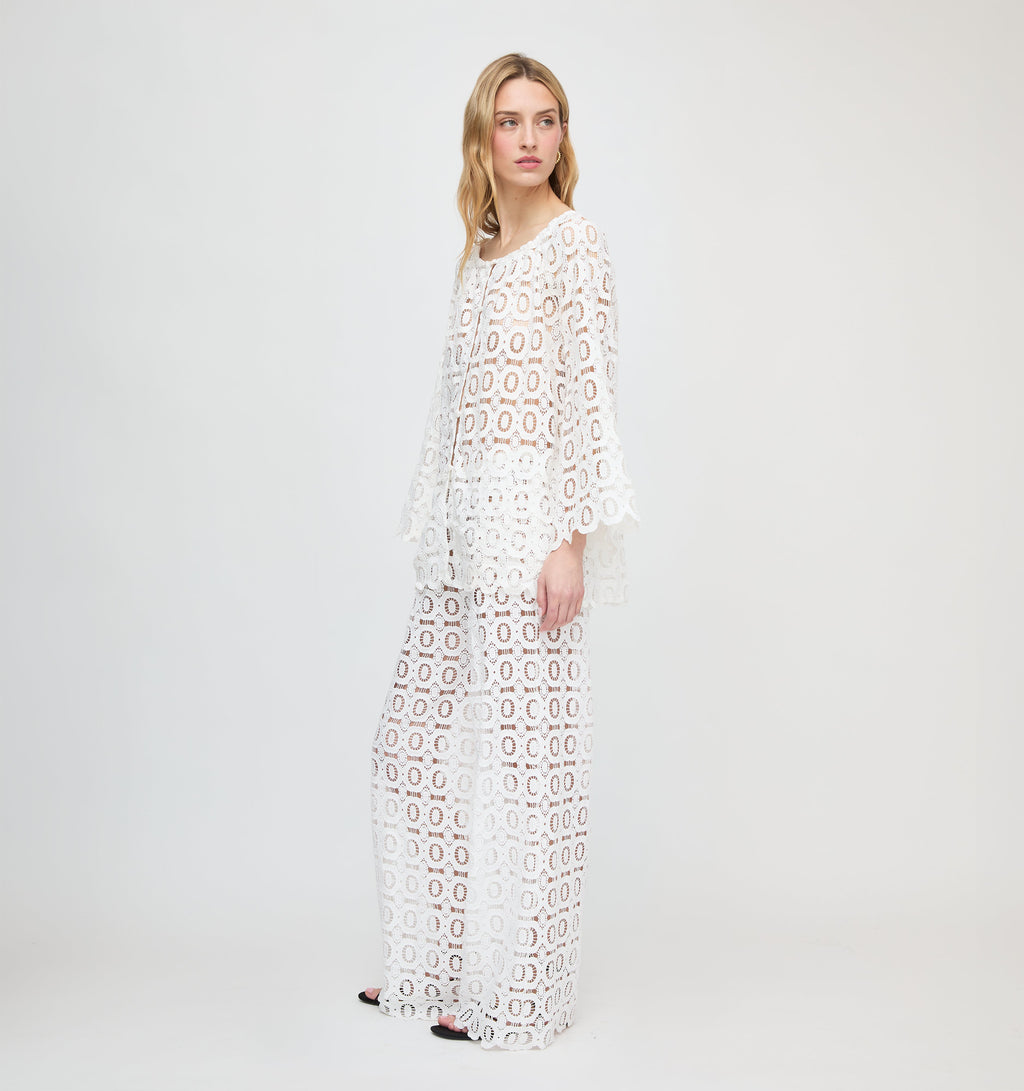 The Kaya Pool Pant - White Broderie