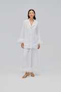 Party Pajamas Set with Detachable Feathers in White