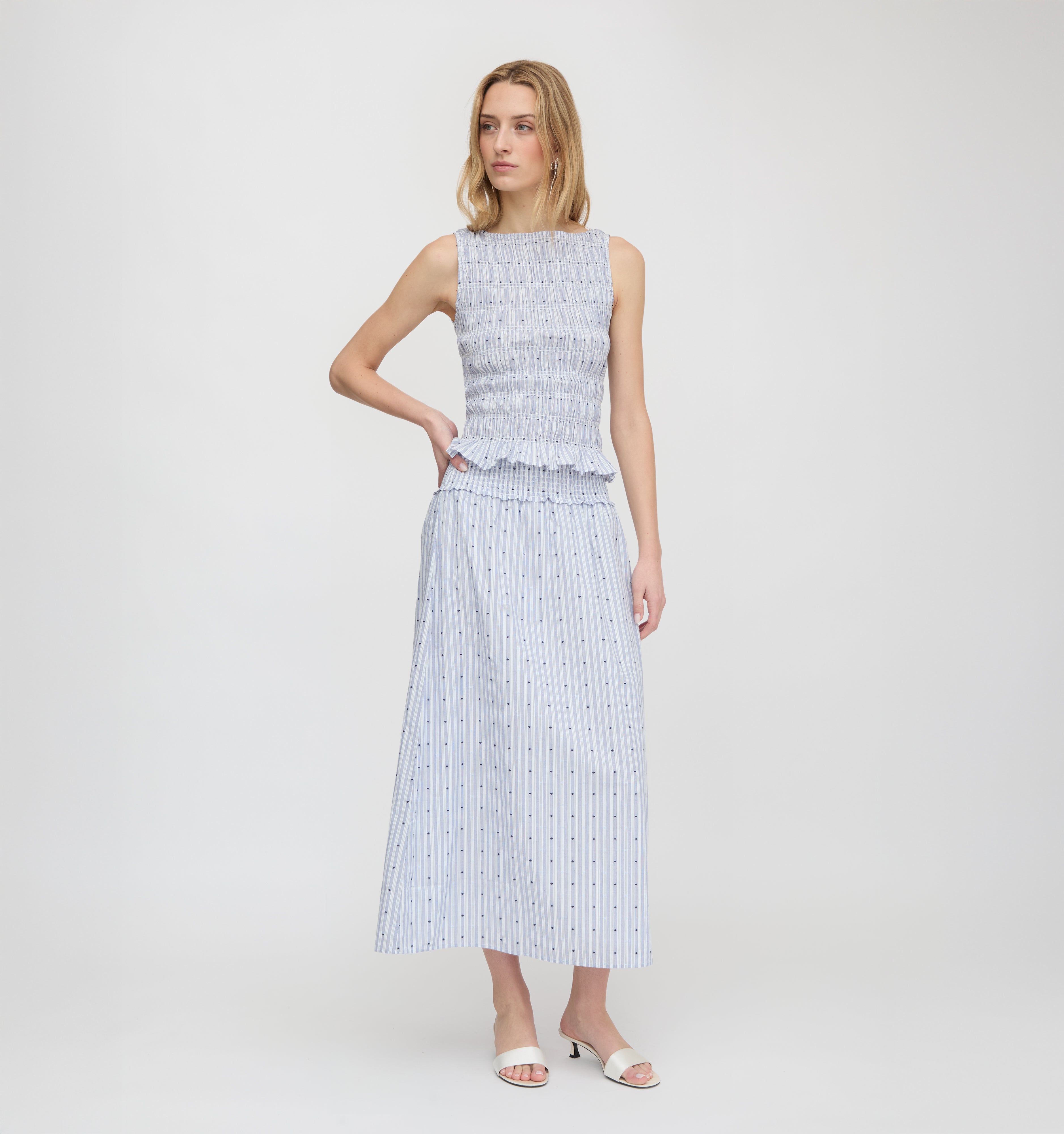 The Phoebe Nap Top - Blue Swiss Dot