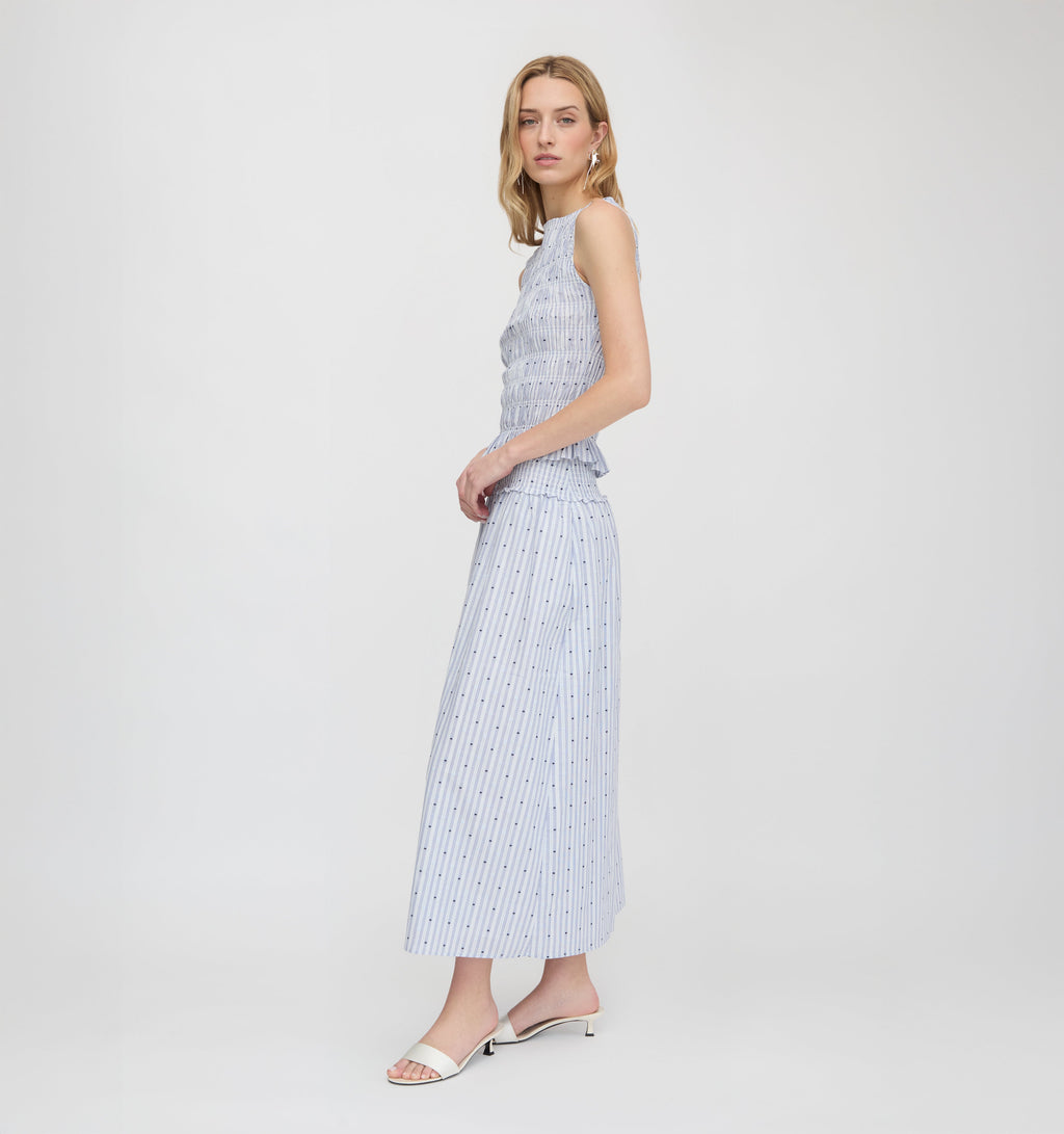 The Delphine Nap Skirt - Blue Swiss Dot