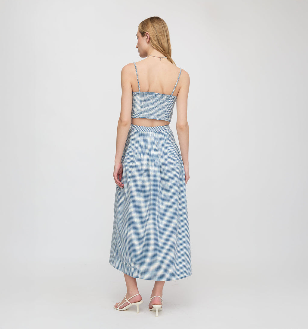 The Maisie Crop Top - Lagoon Gingham
