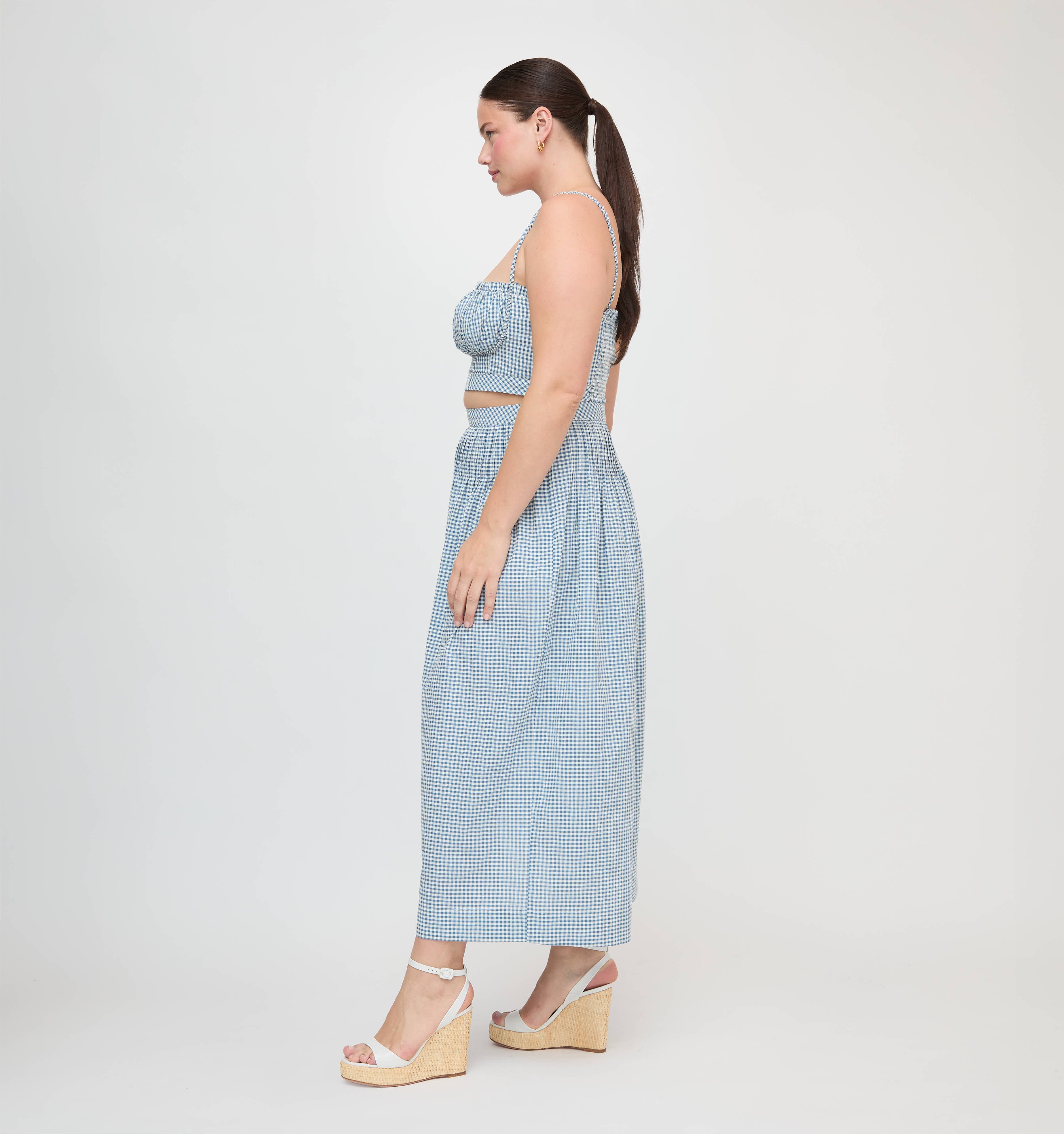 The Maisie Crop Top - Lagoon Gingham
